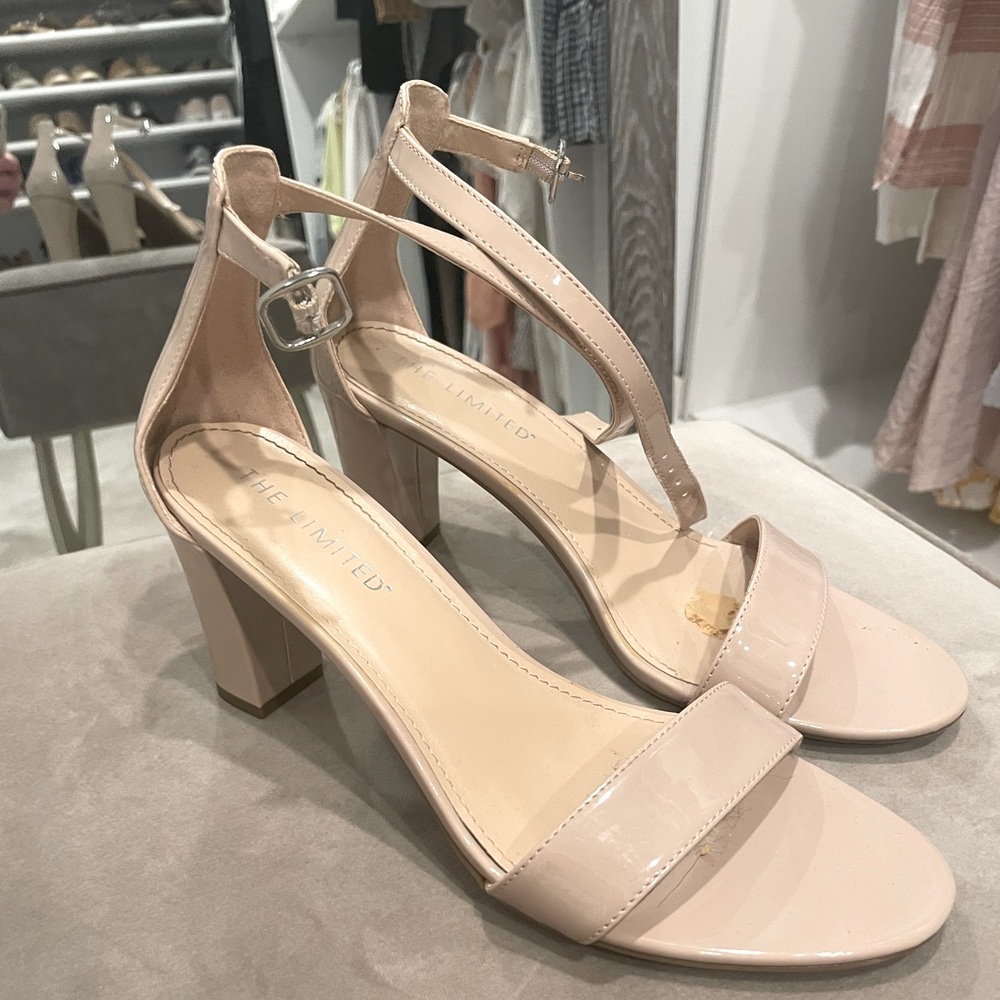 Nude open toed heels